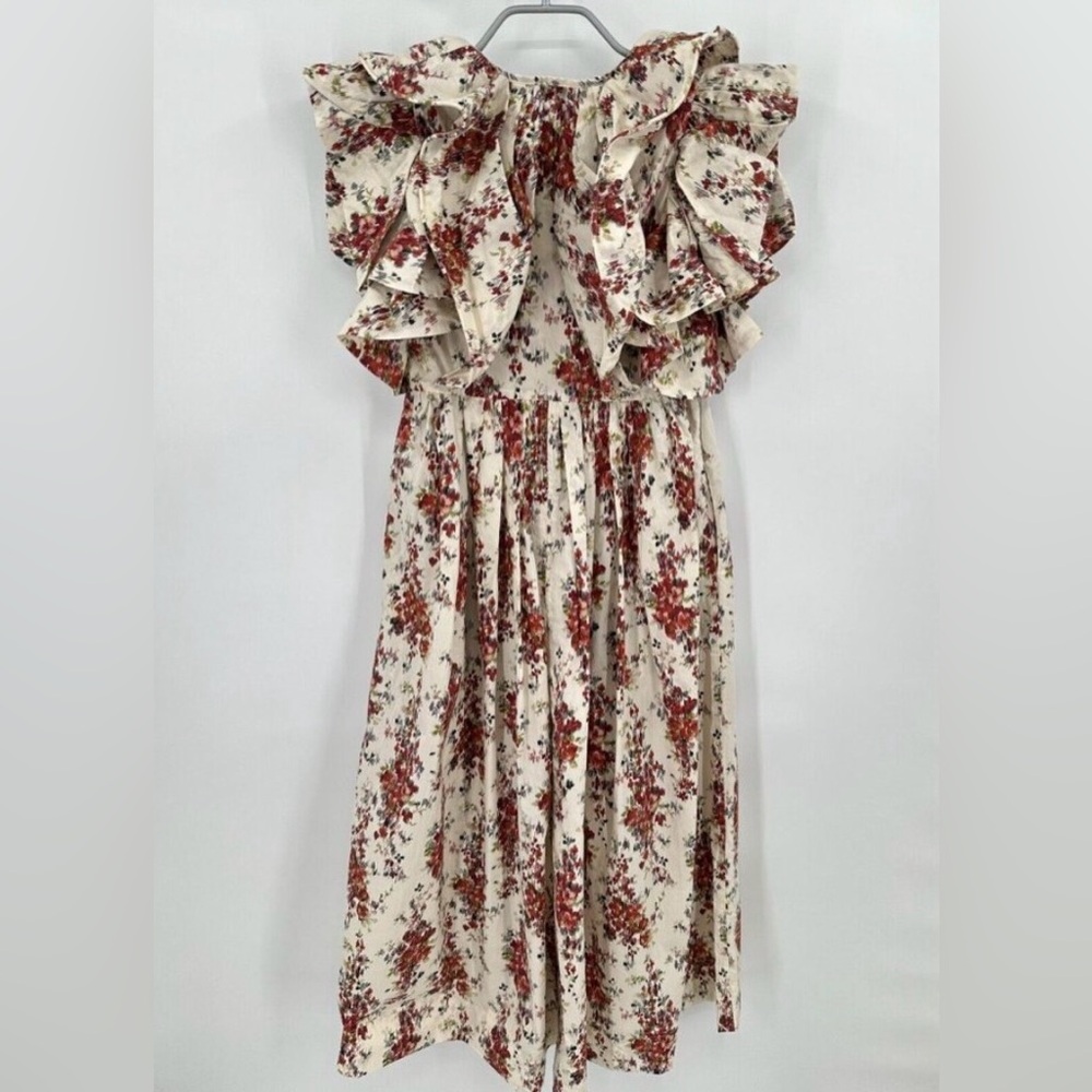 Tuckernuck Bouquet Mariana Maxi Dress XXL Cerise Falling Flowers Ruffle Sleeves - Picture 2 of 6